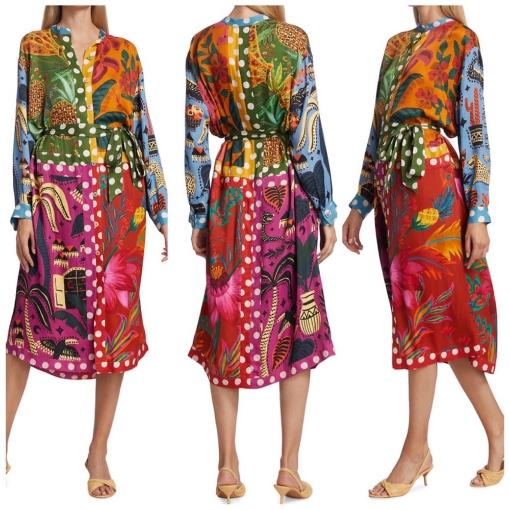Farm Rio Shirt Dress rainbow polka dot Sz.S